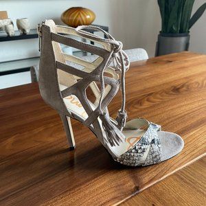 Sam Edelman - Suede, Snake Print, Ankle Lace Sandal - Aimes